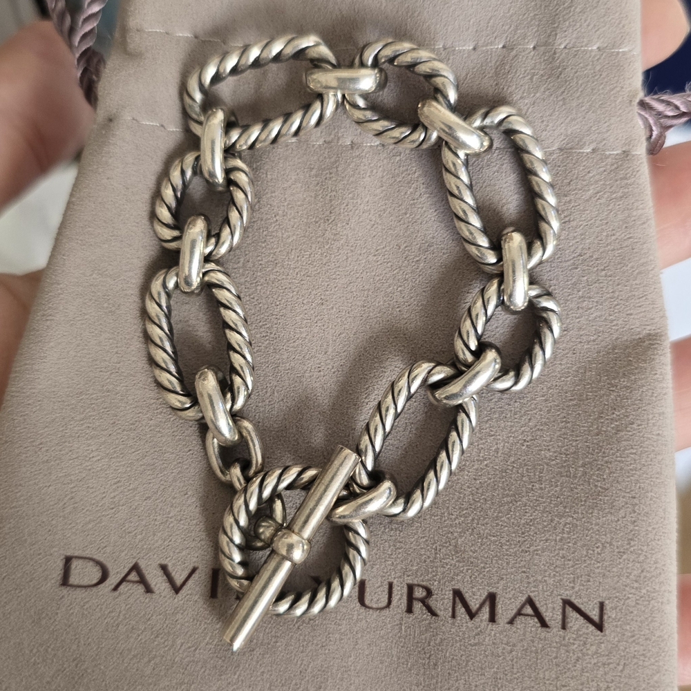 GUARANTEED AUTHENTIC Sapphire David Yurman Cushion Link Bracelet, Small